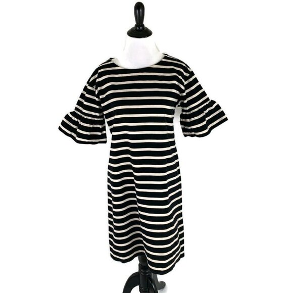 J. Crew Women's S Small Shift Dress Ruffled Bell Sleeve Striped Style #F0160 - Picture 4 of 12